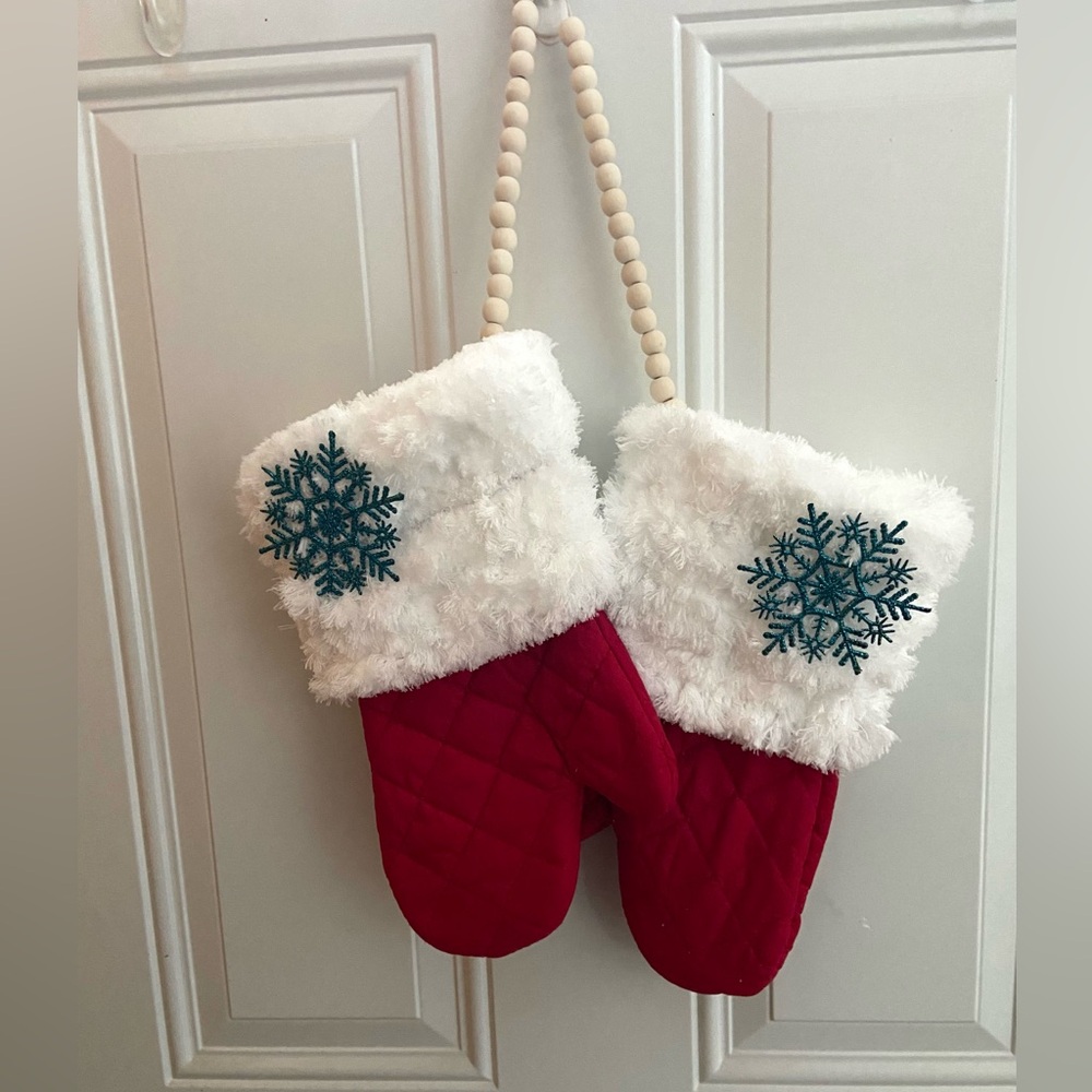Handmade Christmas Santa Mittens Decoration
